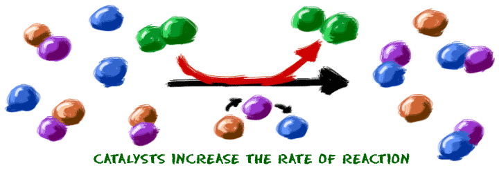 Catalysts increase the rate of reaction.