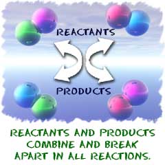 Reactants and products combine