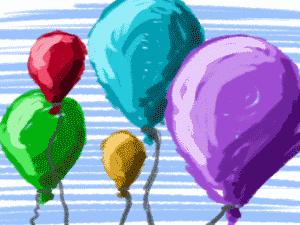 Cartoon image of balloons.